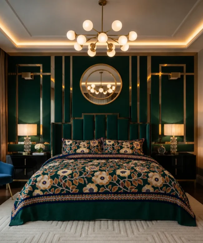 Emerald Green Floral Bedsheet