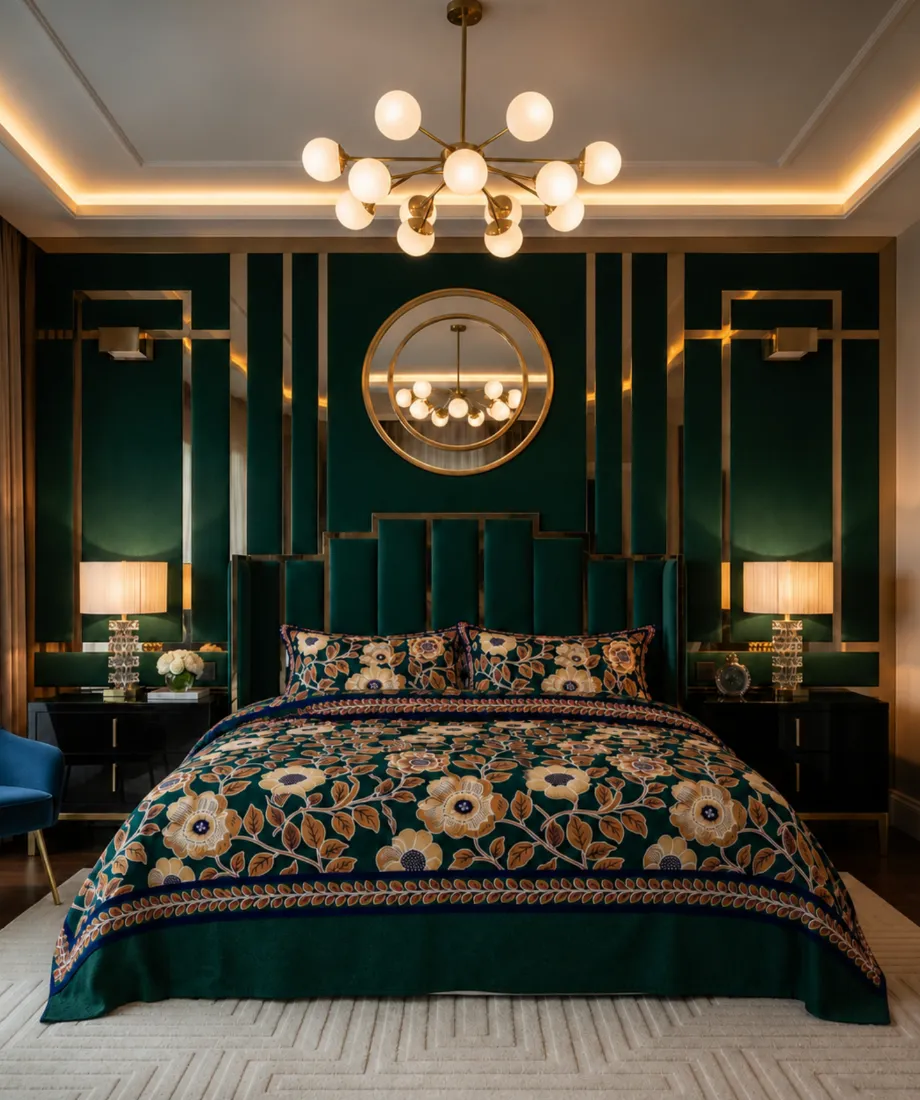 Emerald Green Floral Bedsheet
