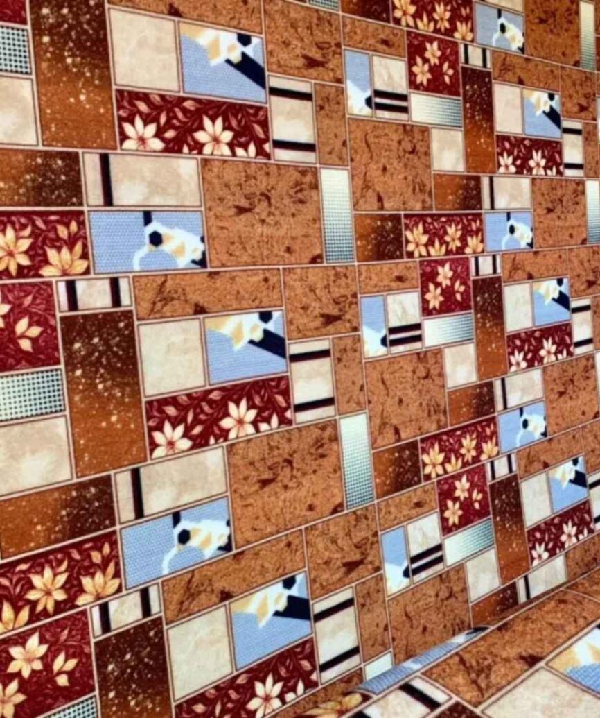 Floral Brick Tile Wall to Wall Carpet - InamCarpets
