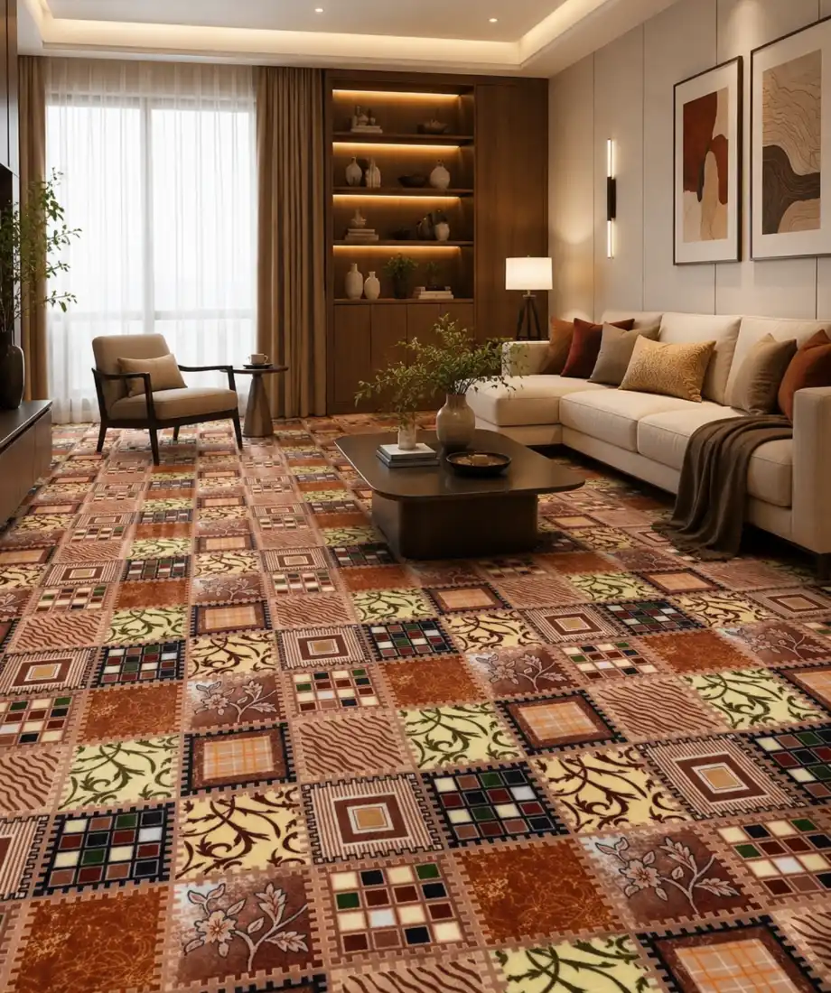 Floral Geometric Patchwork Wall Carpet