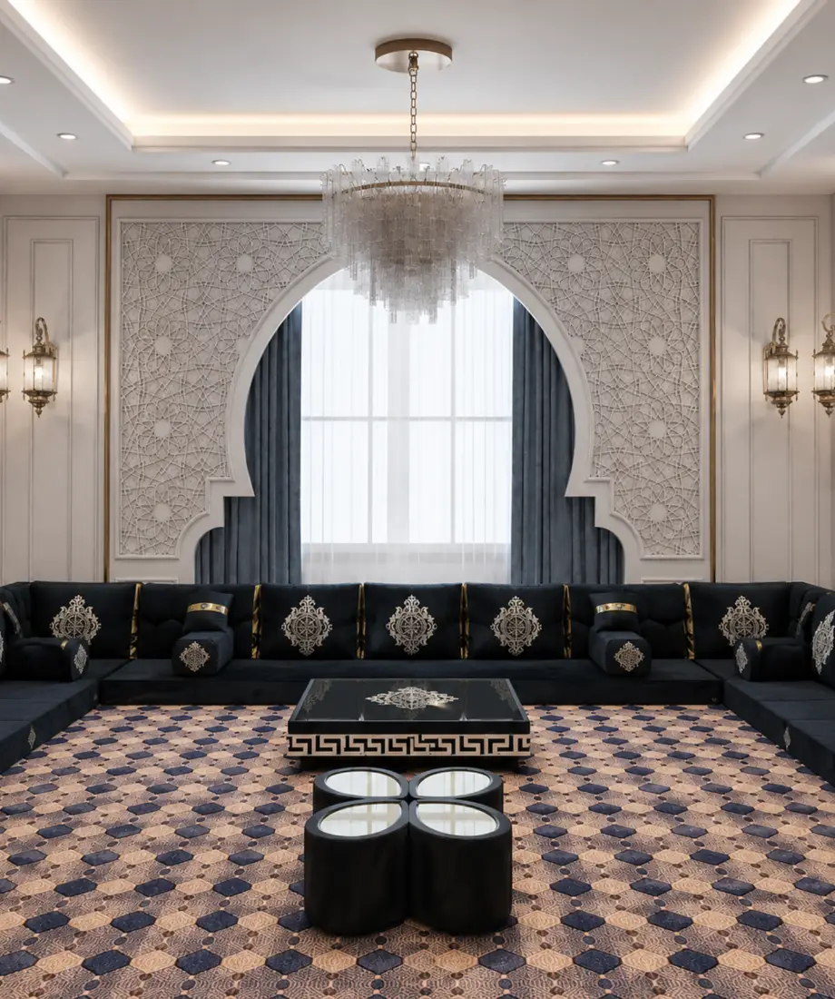 Luxury Black Embroidered Majlis