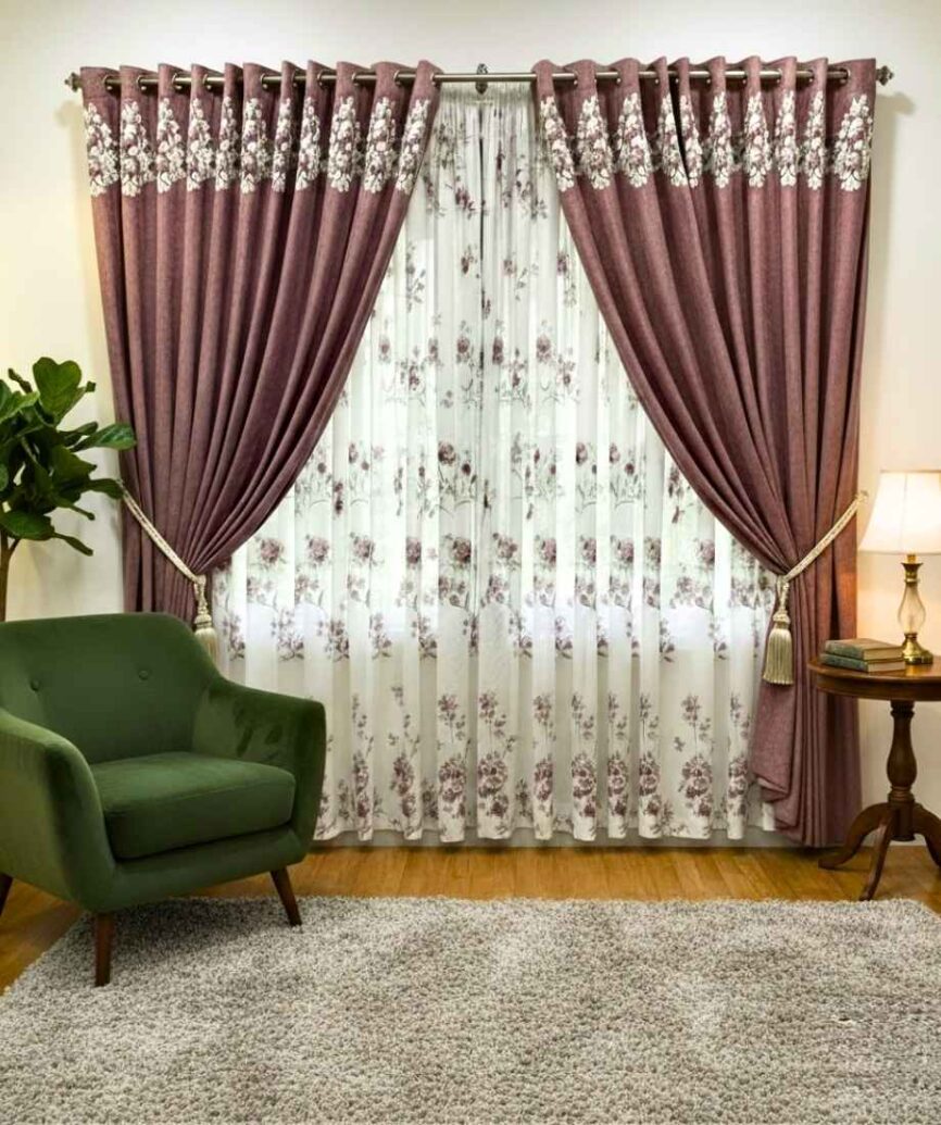 Mauve Majesty Floral Curtains - InamCarpets