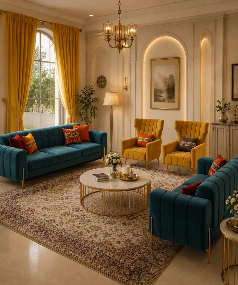 Modern Velvet Living Room Sofa Set