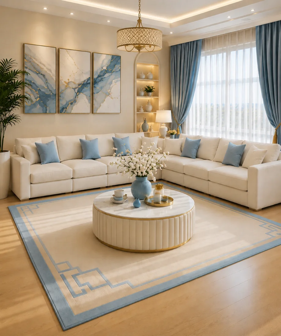 Premium White 8 Seater Corner Sofa Set