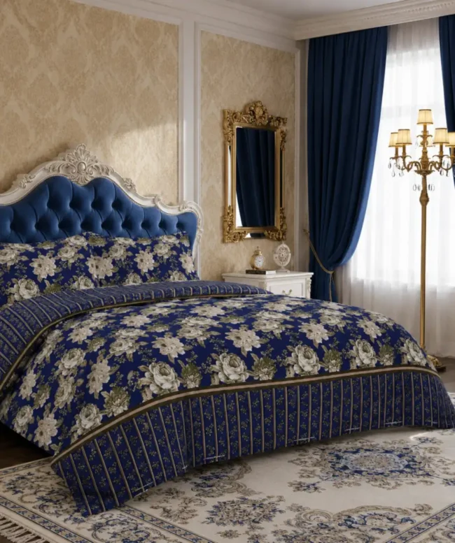 Royal Blue Floral Bedsheet