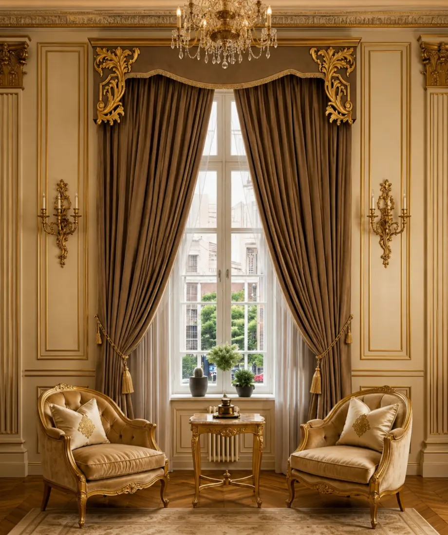 Royal Brown Pelmet Curtain