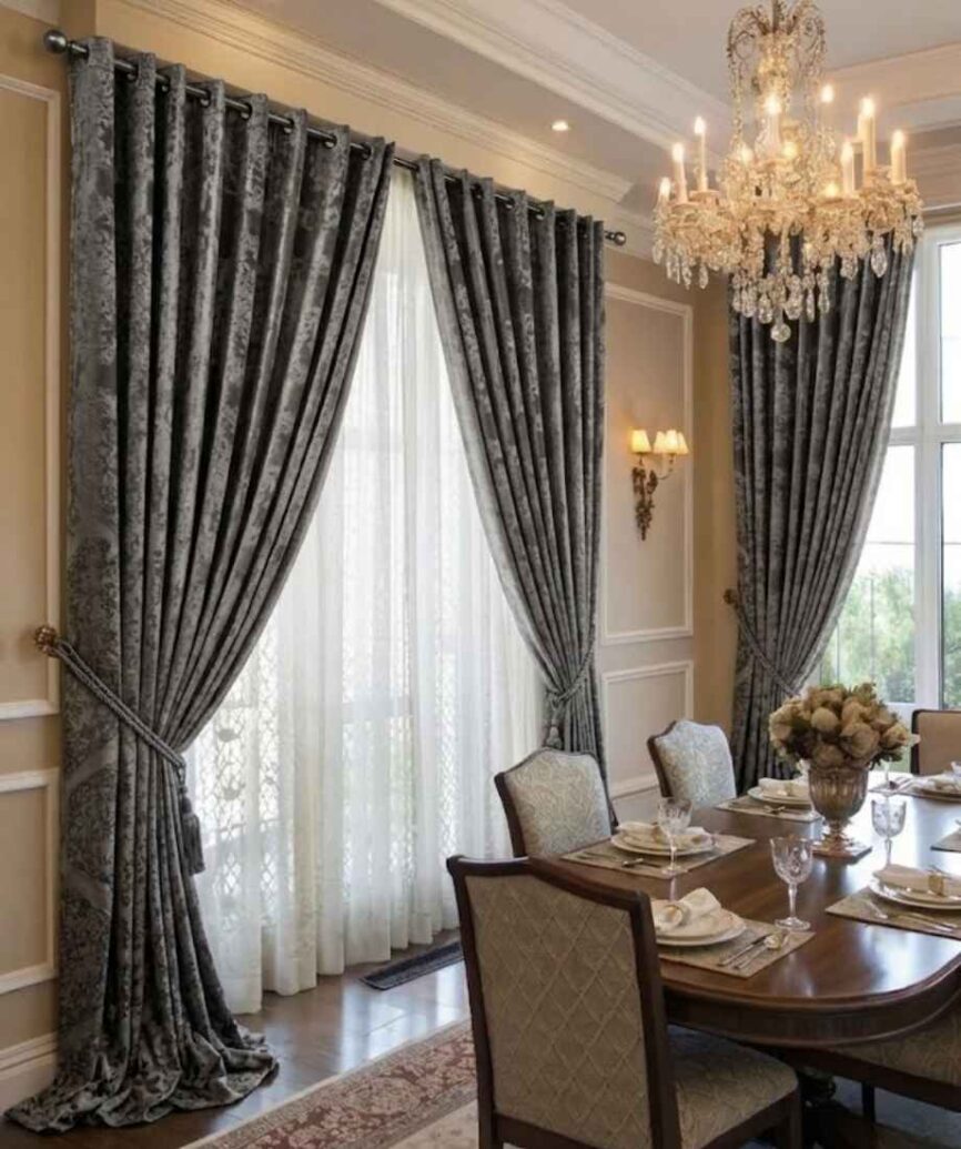 Dark Grey Velvet Curtain - InamCarpets