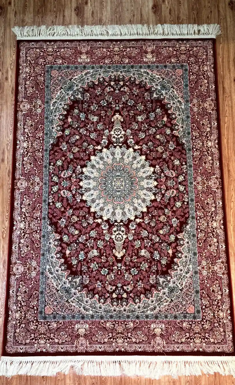 Burgundy Ivory Persian High Contrast Floral