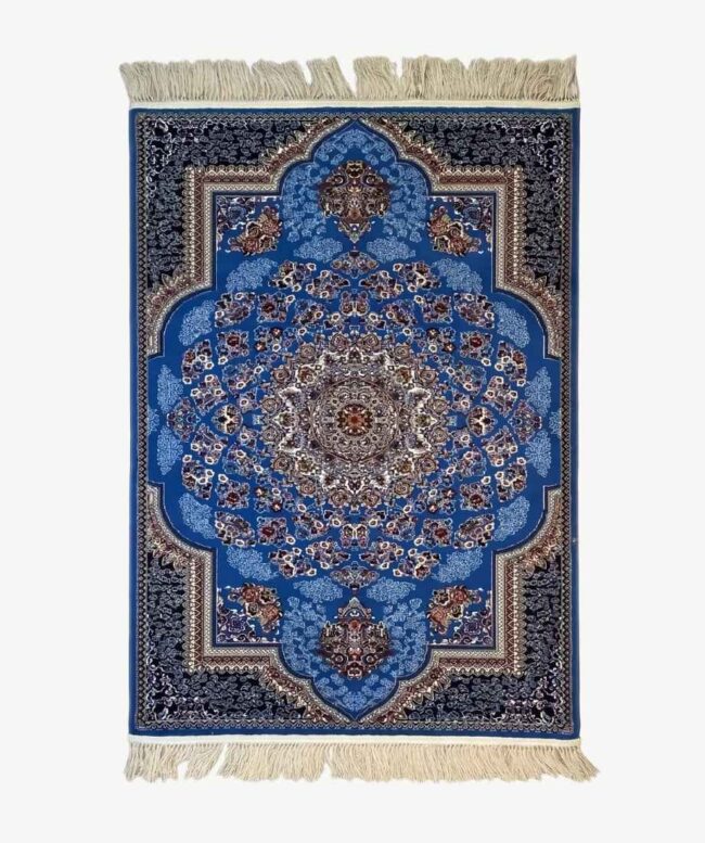 Central Medallion Pattern Blue & Black Iranian Rug - InamCarpets