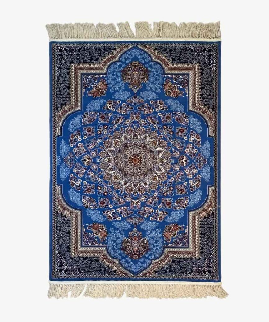 Central Medallion Pattern Blue & Black Iranian Rug - InamCarpets