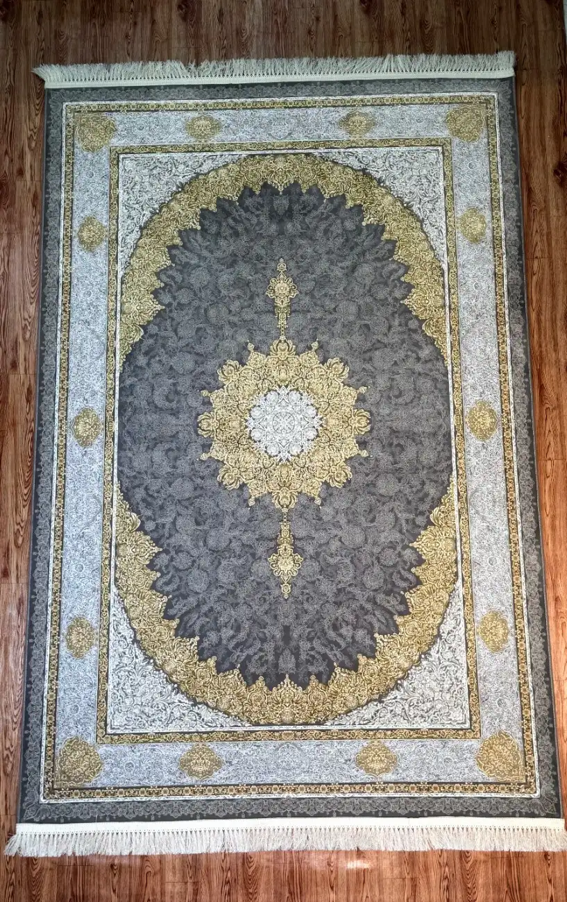 Charcoal Grey & Antique Gold Inam Carpets