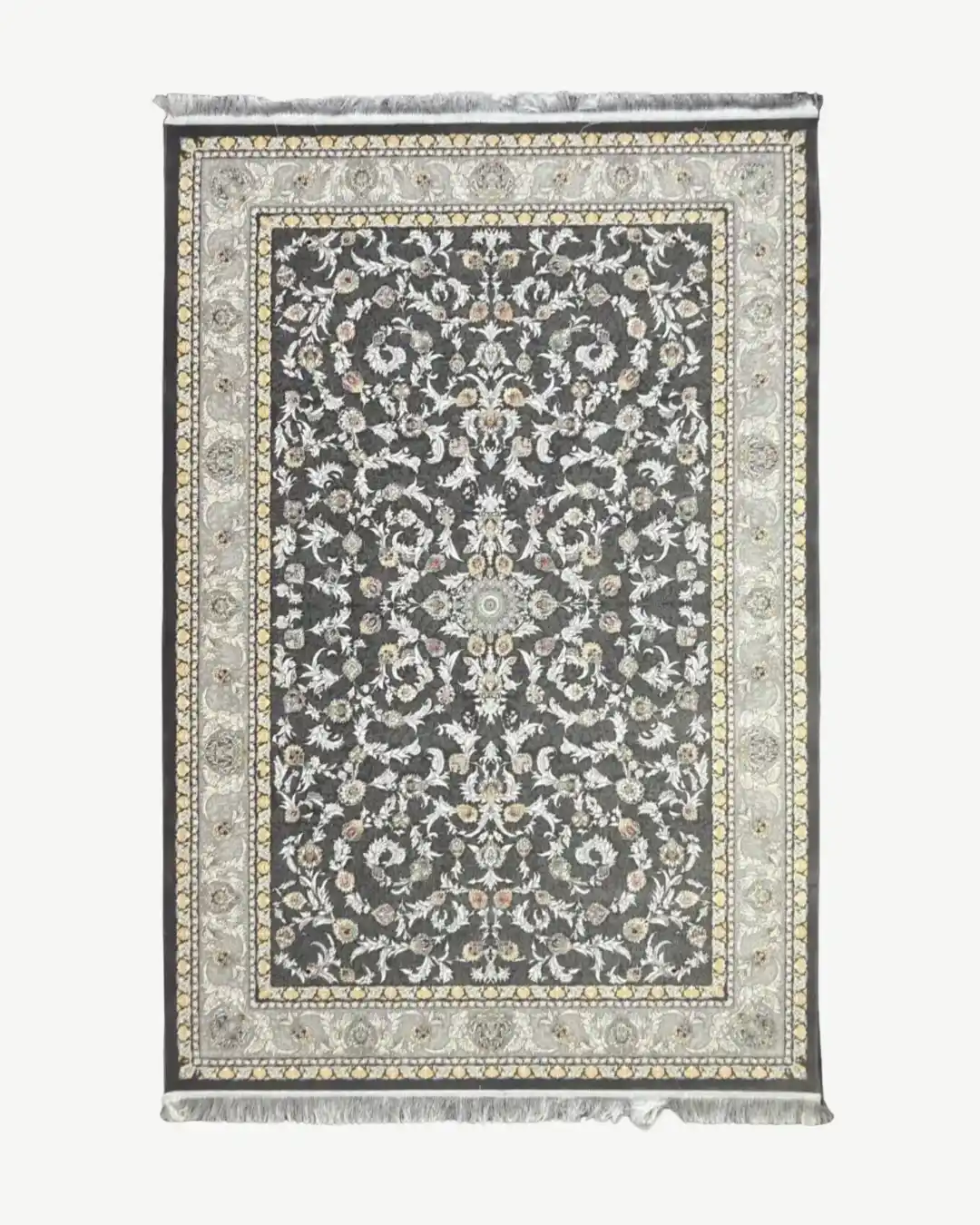Classic Grey Gold Silk Rug
