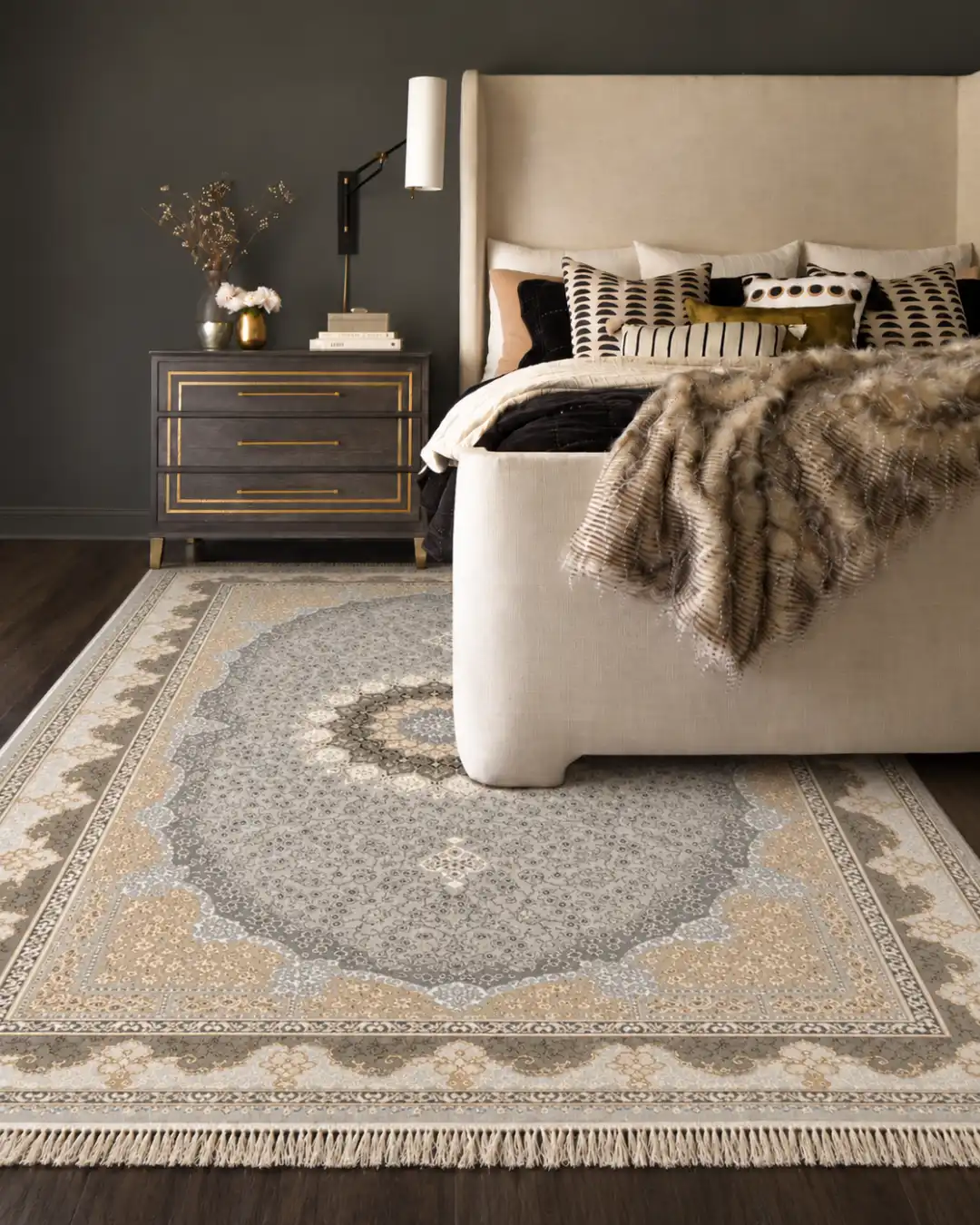 Elegant Ivory Beige Floral Rug - Image 2