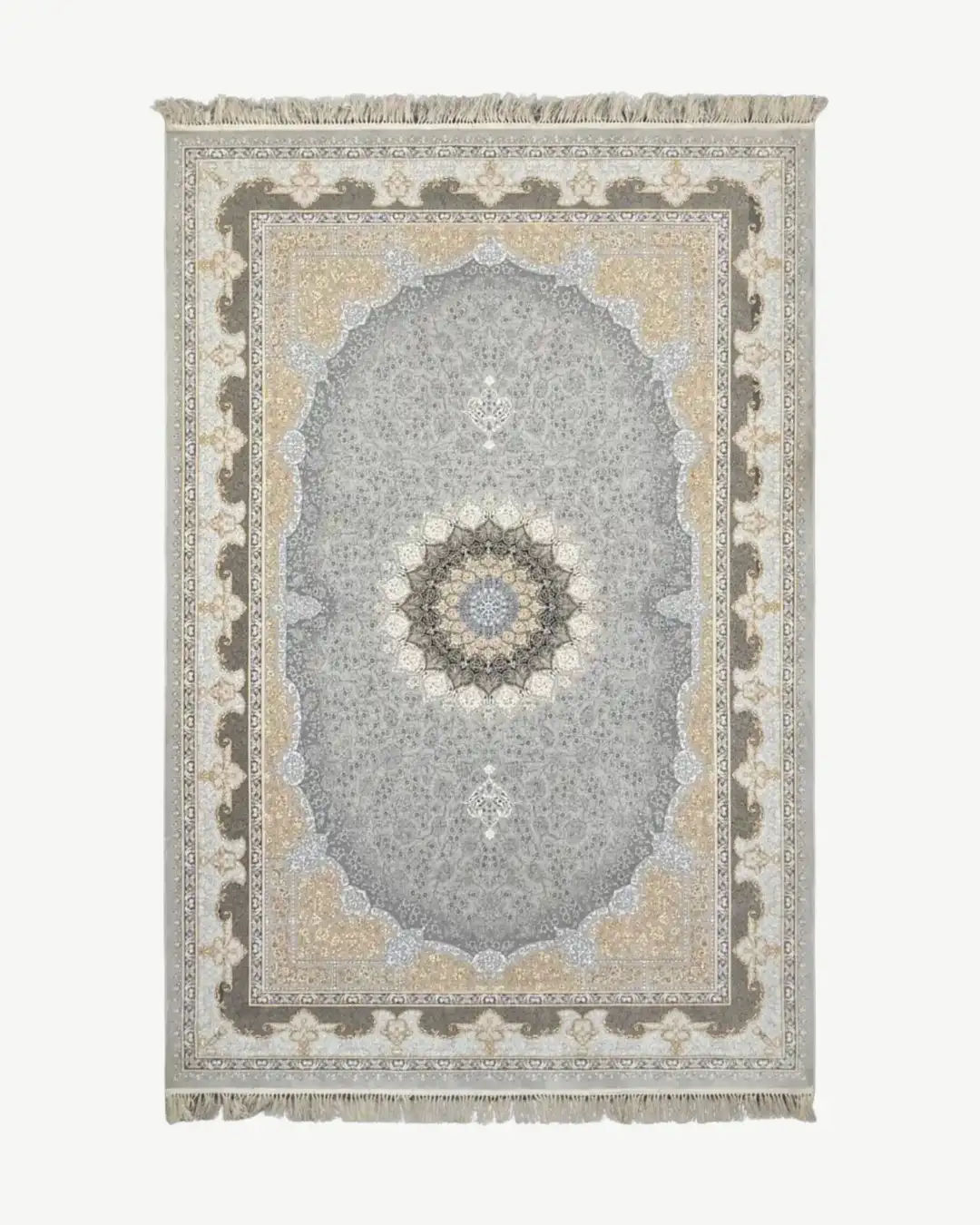 Elegant Ivory Beige Floral Rug