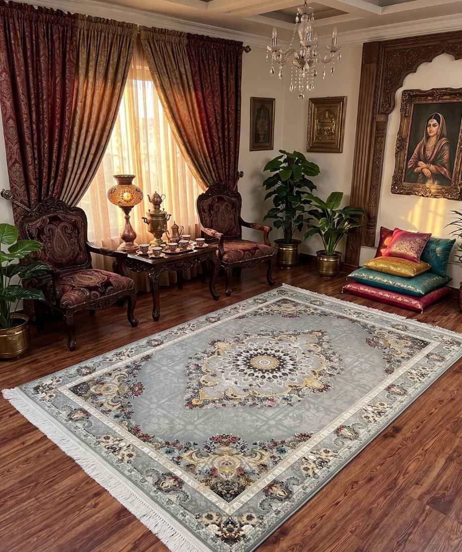 Inam Rumi Antique Gold Burgundy Persian Rug - Image 3