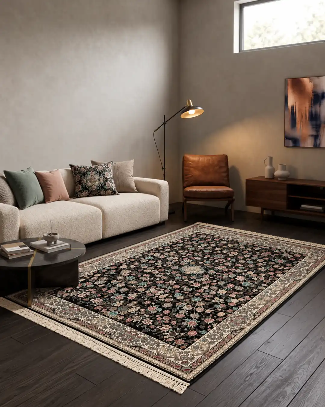 Intricate Persian Silk Area Rug - Image 2
