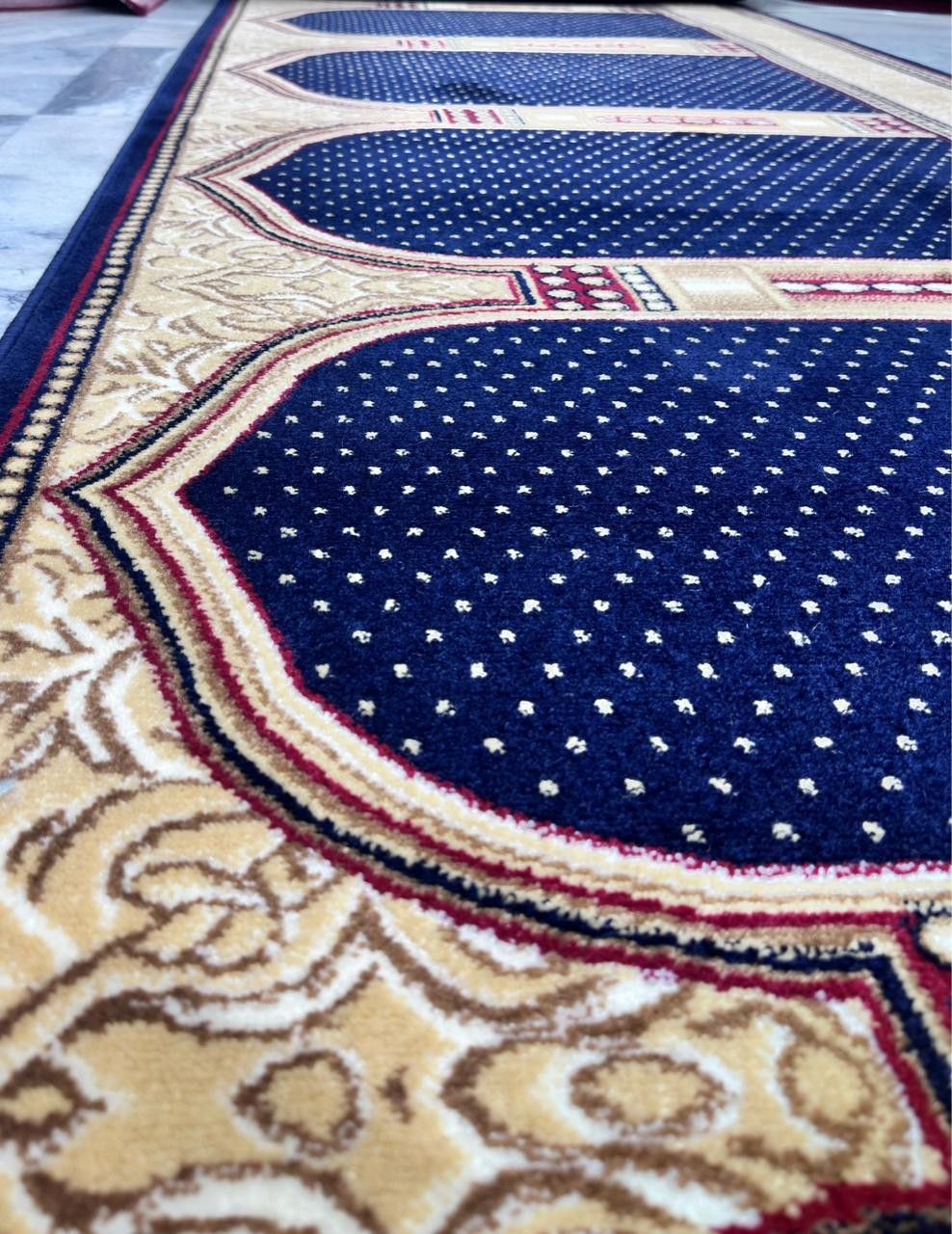 Al Aqsa Navy Blue Islamic Prayer Carpets - Image 3