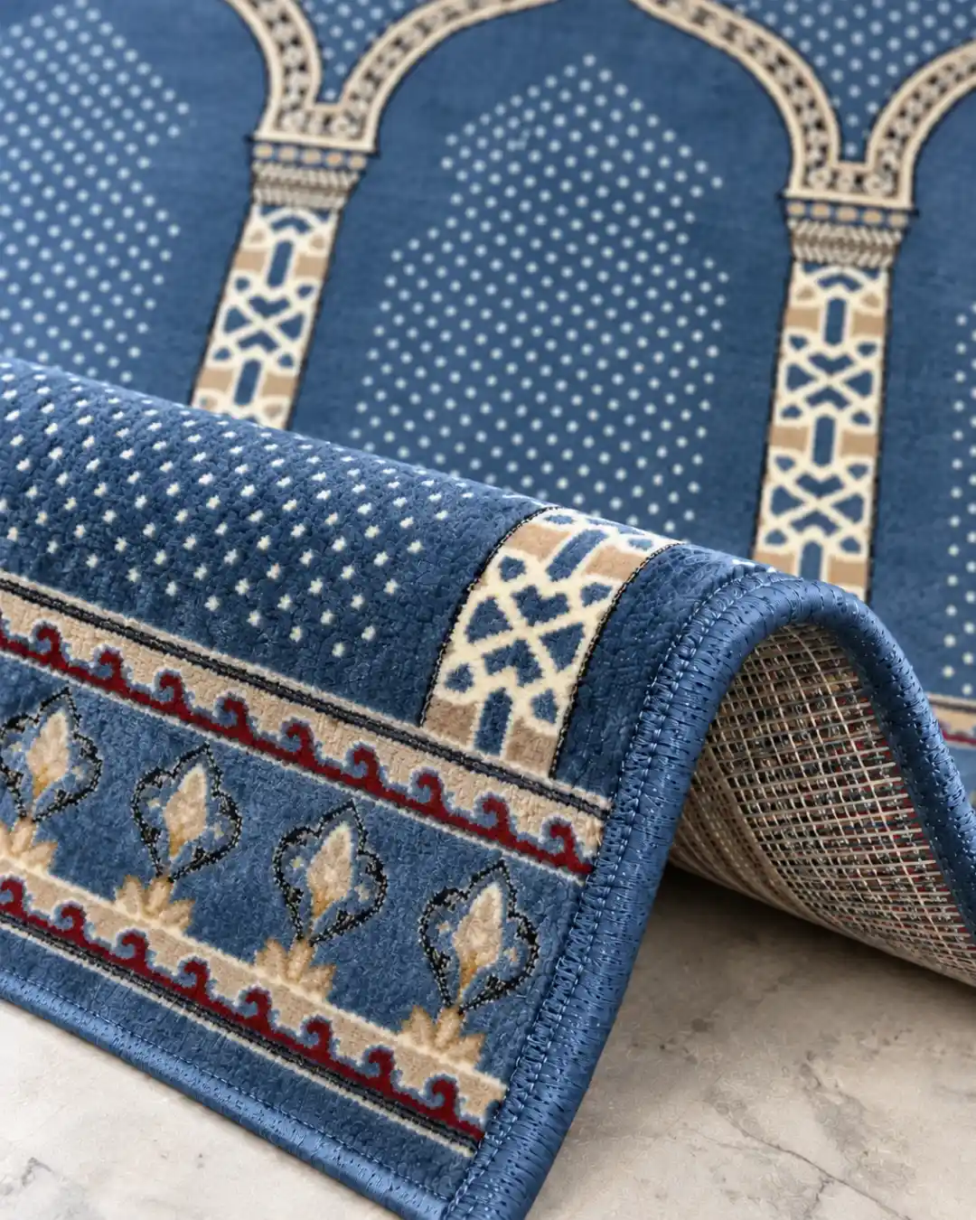 Light Blue Irani Reeds Masjid Carpet - Image 3