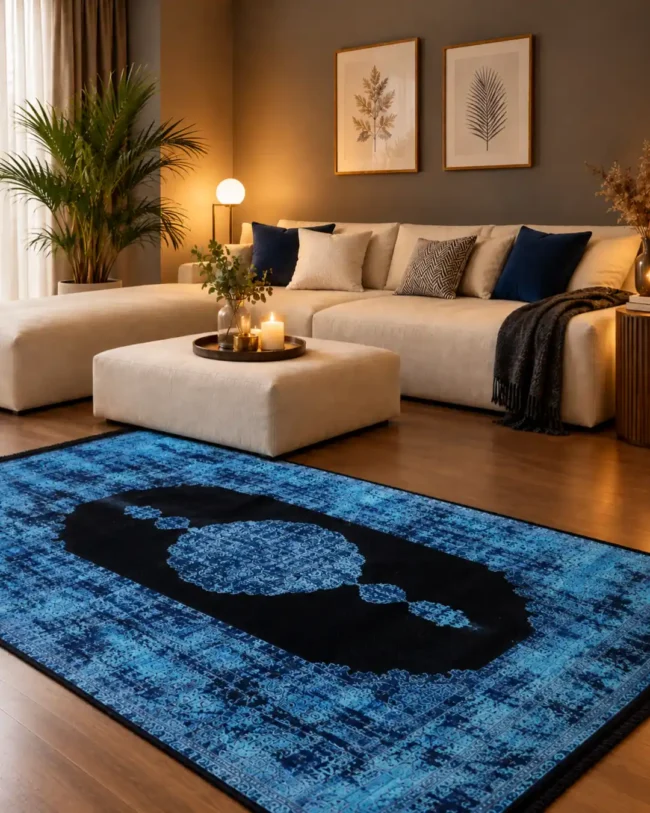 Overdyed Turquoise Medallion Area Rug