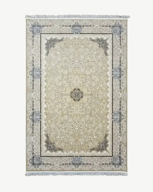 Persian Beige Ivory Medallion Rug