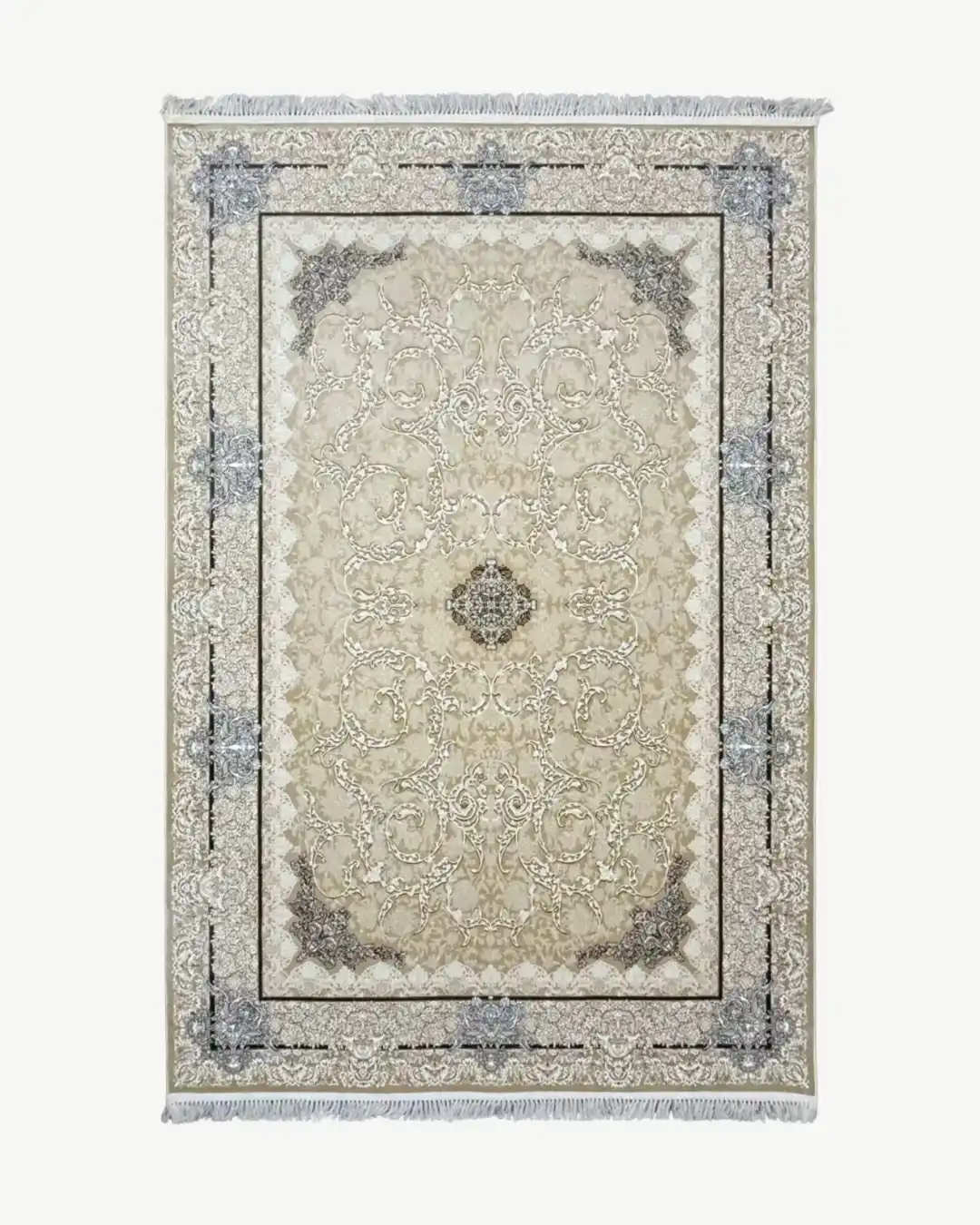 Persian Beige Ivory Medallion Rug