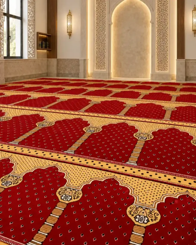 Red Pakistani Olympia Masjid Carpet