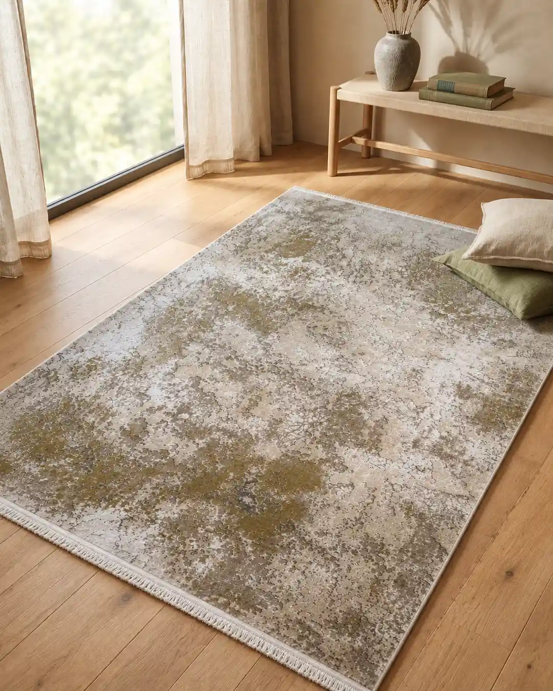 Rustic Weathered Gold Vintage Rug - Image 2