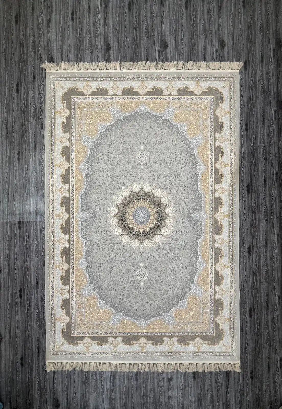 Silver Grey & Gold Medallion