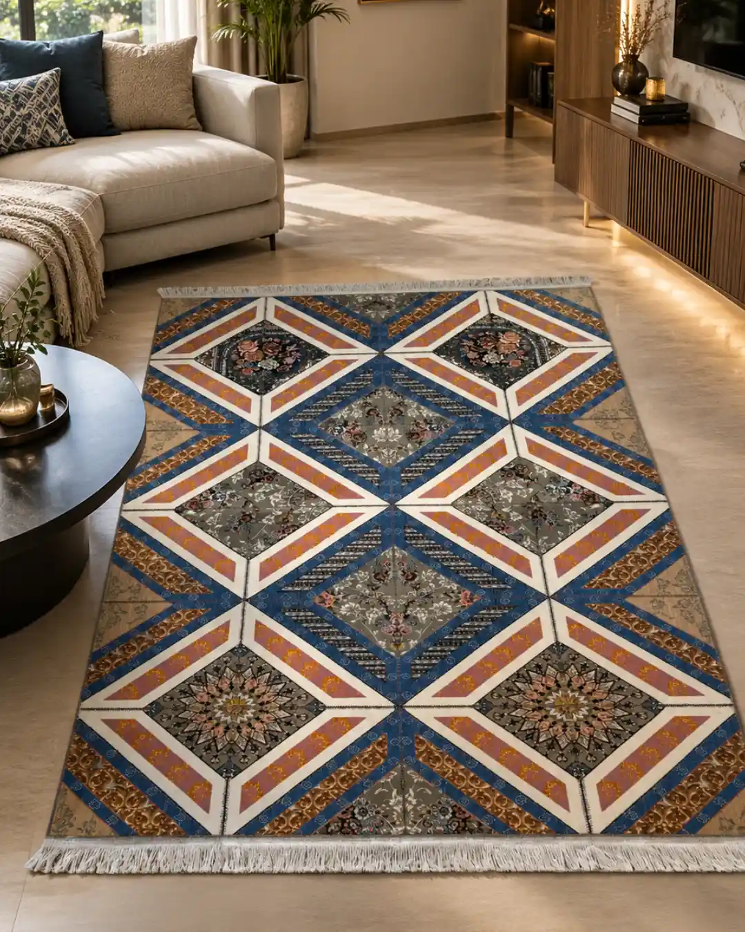 Traditional Geometric Flat Weave Rug - Image 2