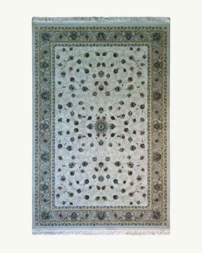 Turkish Ivory Silk Floral Rug