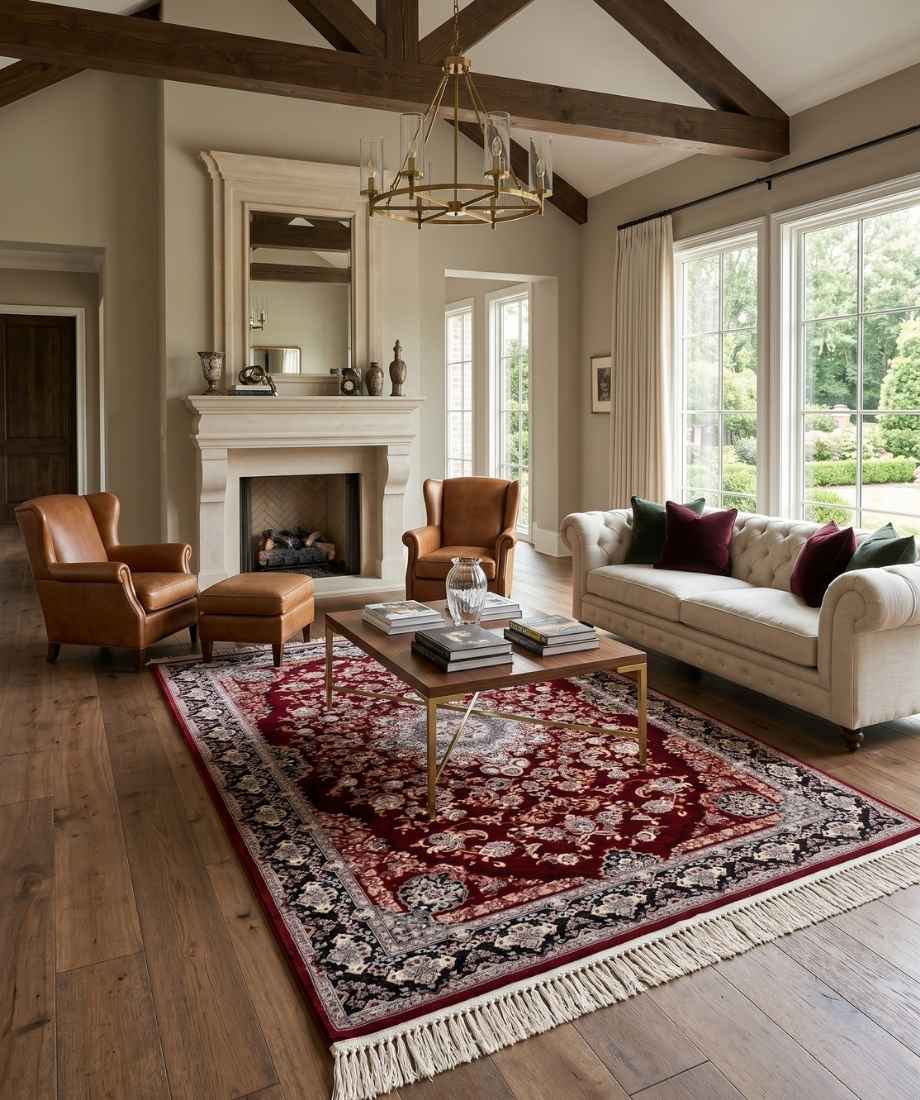 Turkish Traditional Isfahan Floral Medallion Rug - InamCarpets
