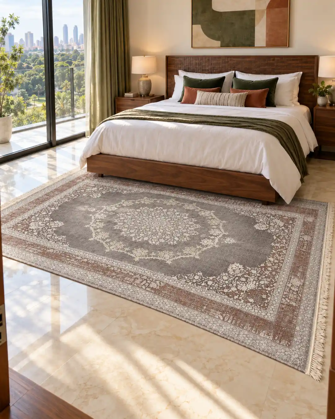 Vintage Grey Rust Medallion Rug - Image 2