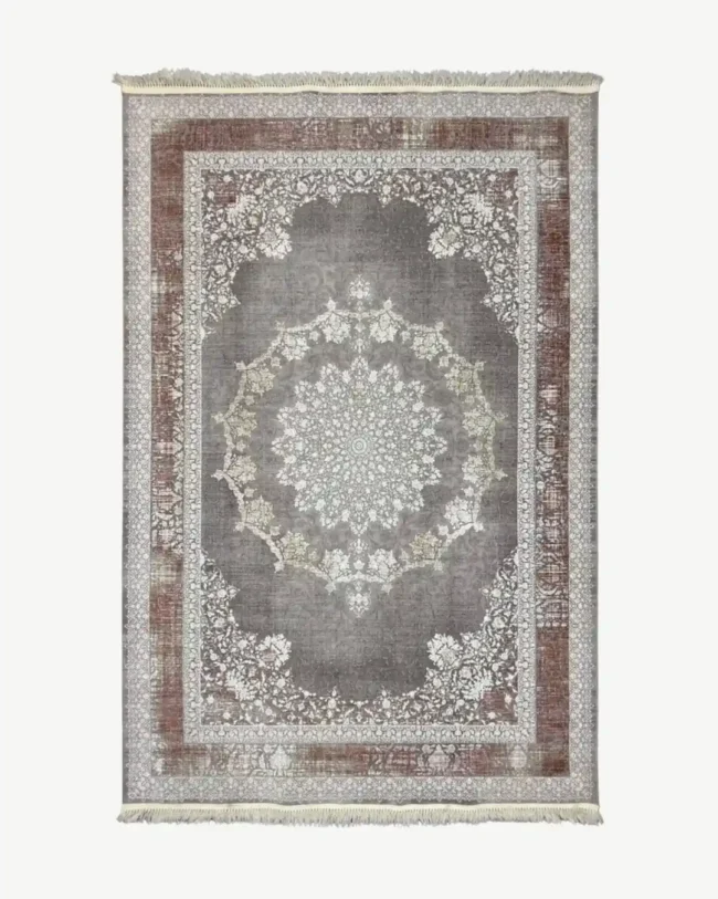 Vintage Grey Rust Medallion Rug