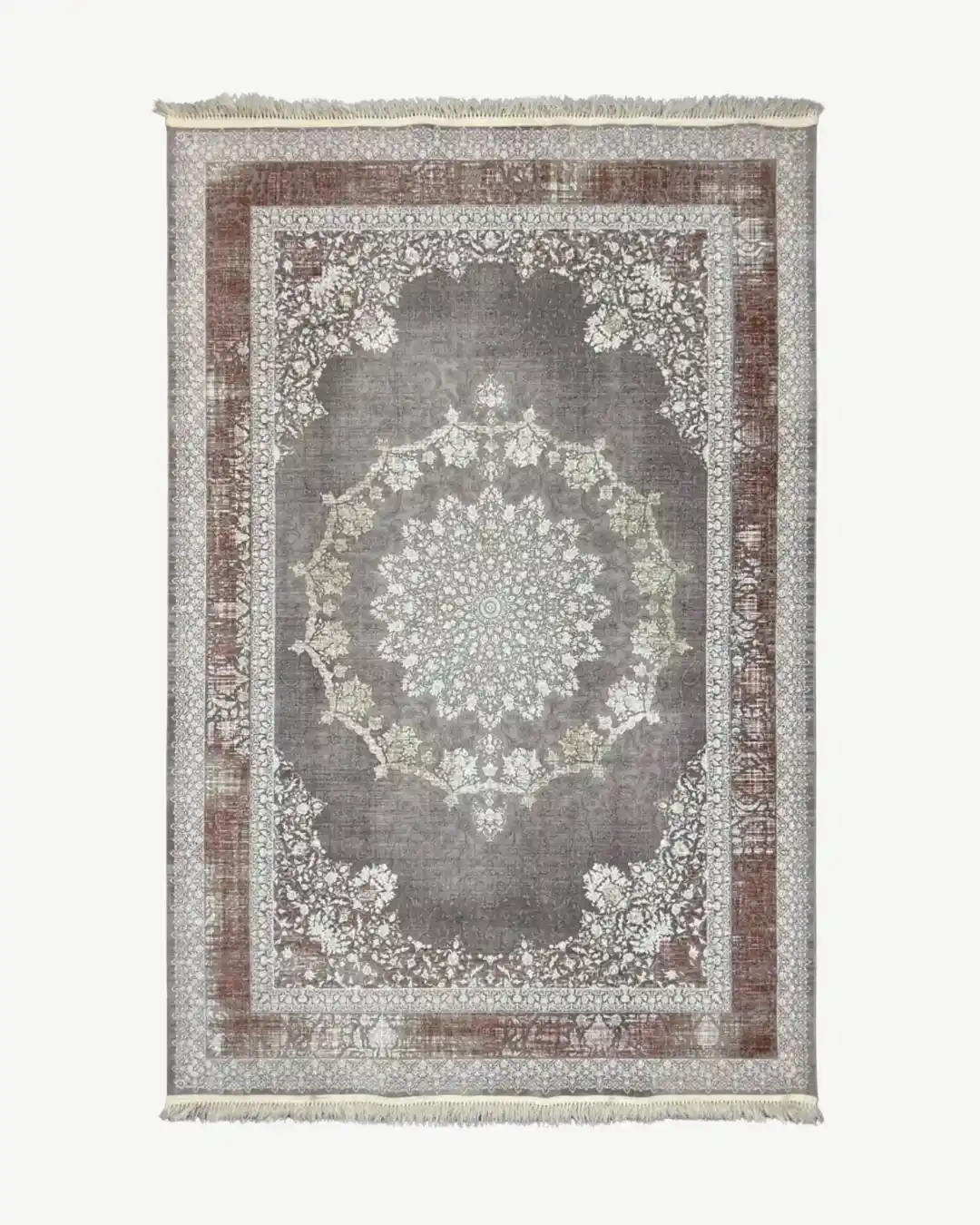 Vintage Grey Rust Medallion Rug