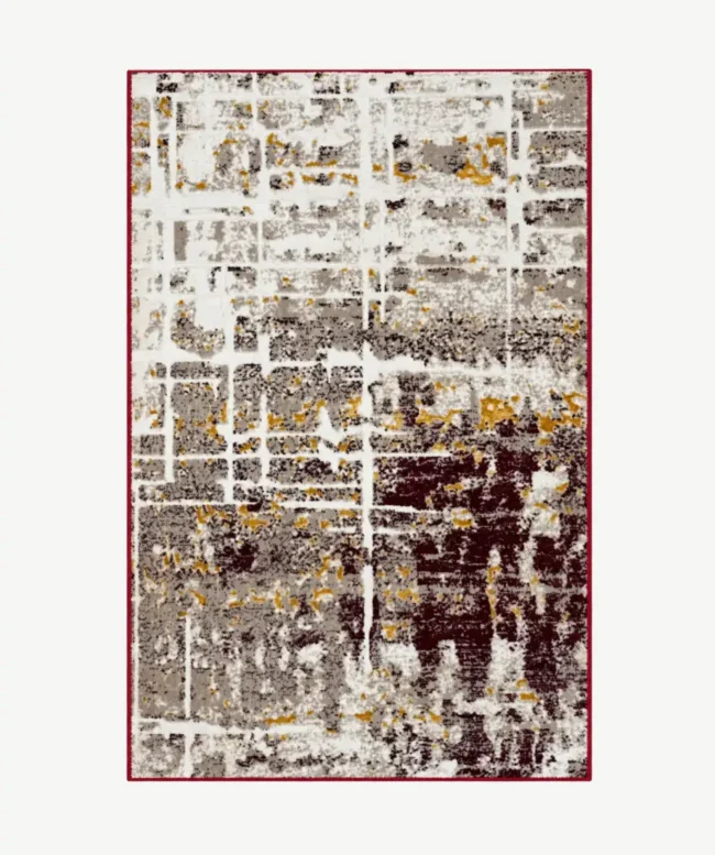 Abstract Burgundy Gold Area Rug