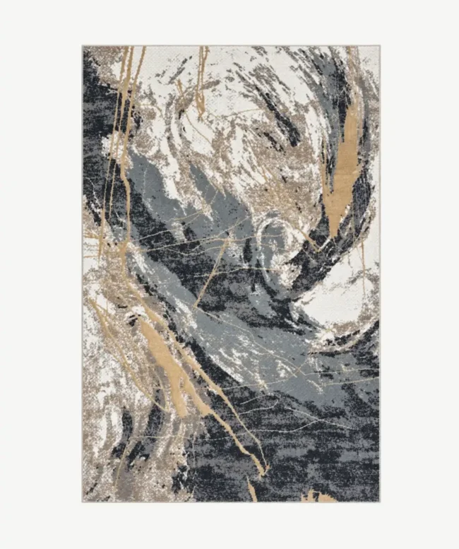 Abstract Gray Beige Gold Area Rug