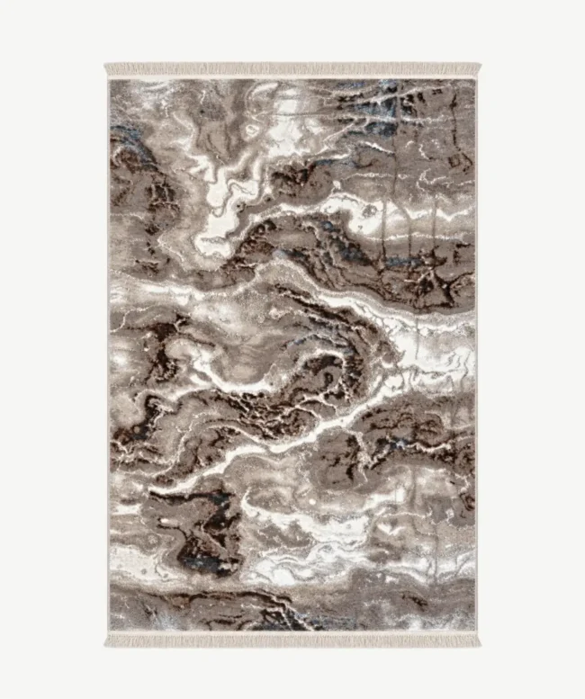Abstract Taupe Blue Marble Area Rug