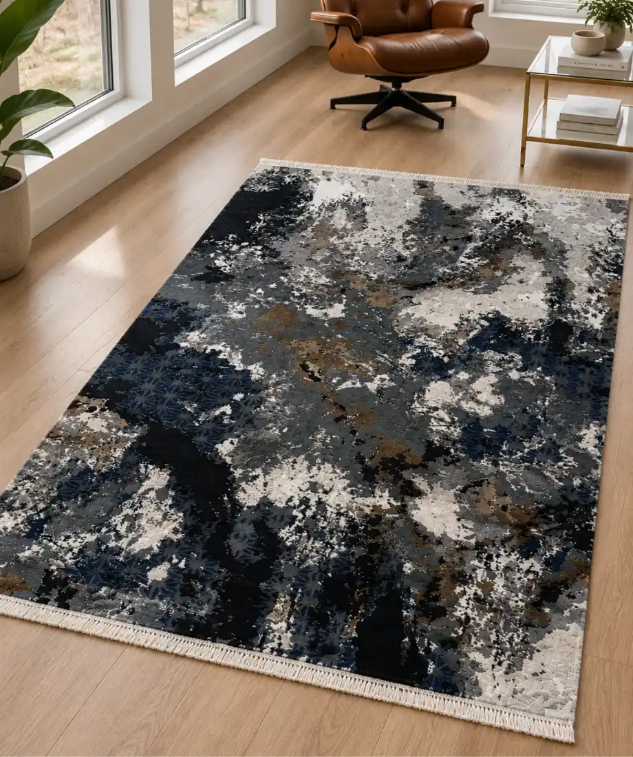Artistic Navy Charcoal Gold Rug - Image 2