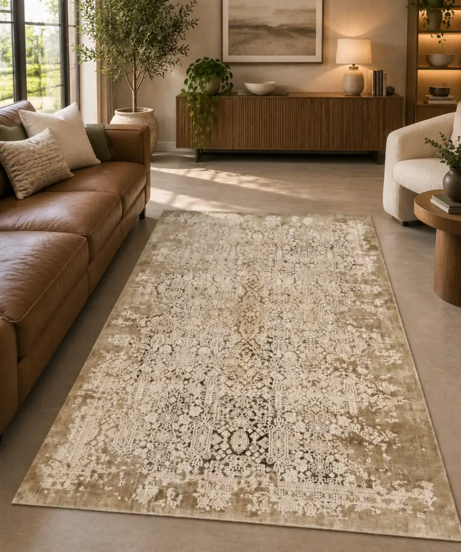 Beige Ivory Ornate Medallion Rug - Image 2