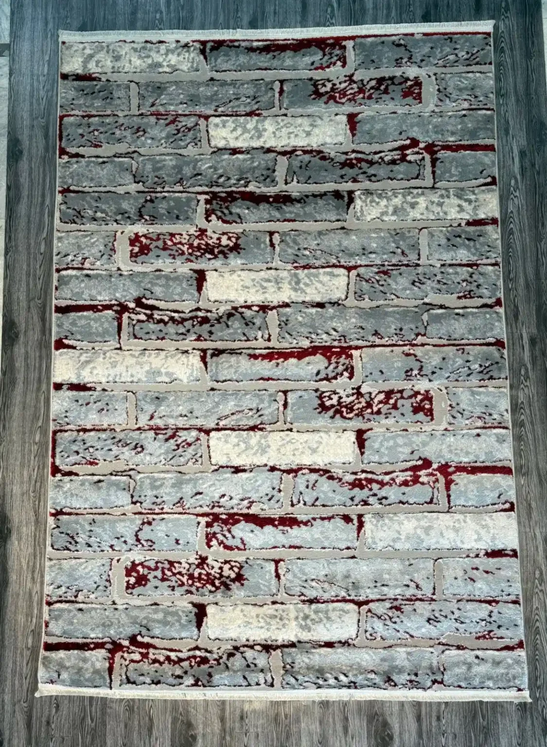 Charcoal Grey & White Dark Red