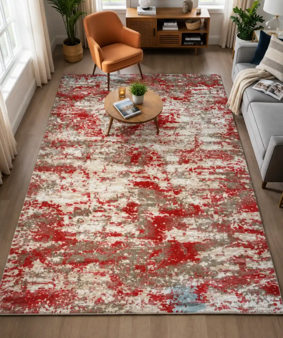 Crimson Cream Distressed Area Rug - Image 2