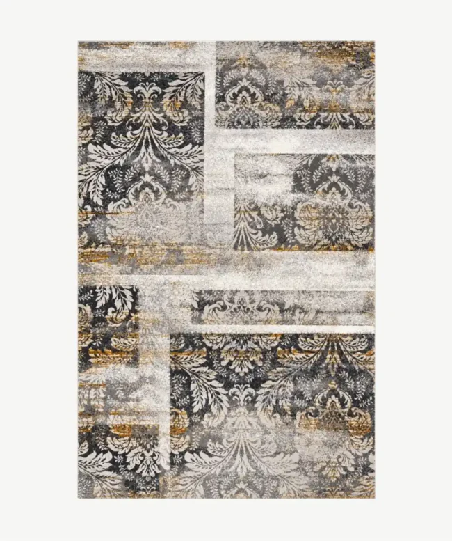 Distressed Gold Floral Area Rug