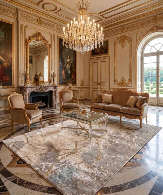 Earth Vein Marmara Beige & Gold Area Rug