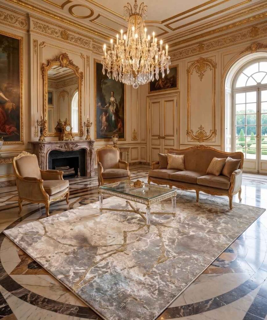 Earth Vein Marmara Beige & Gold Area Rug