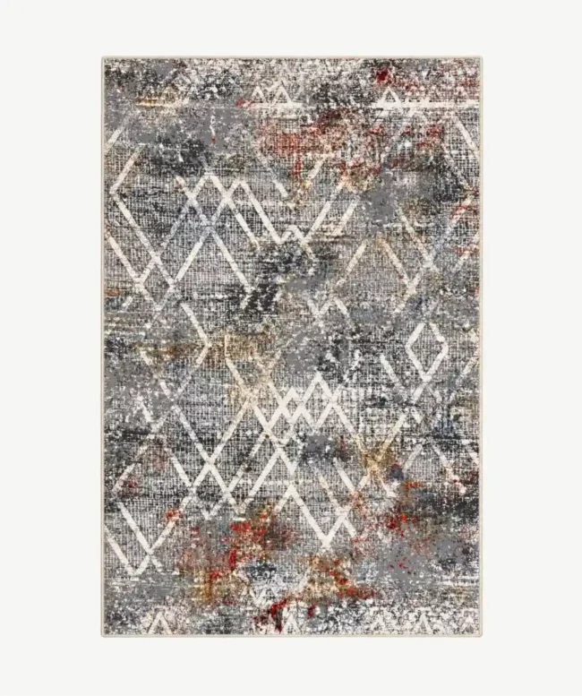 Geometric Multicolor Distressed Area Rug