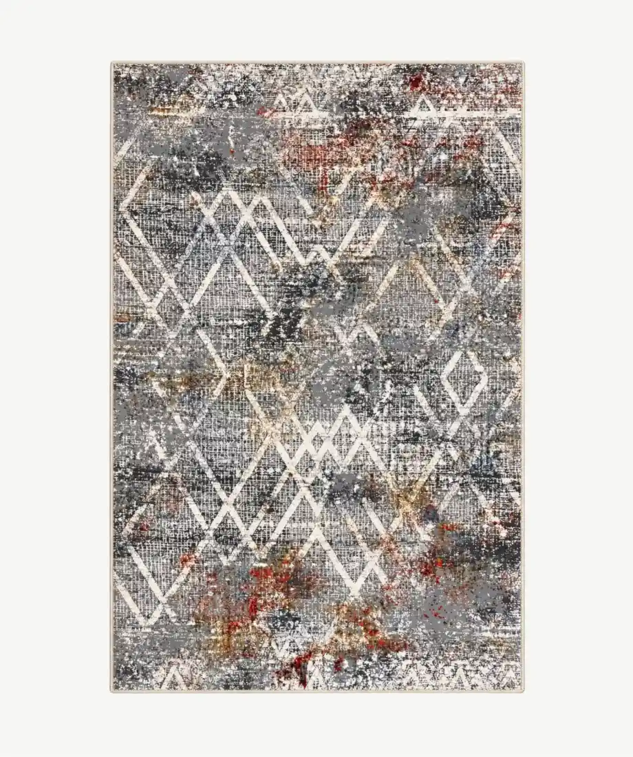 Geometric Multicolor Distressed Area Rug