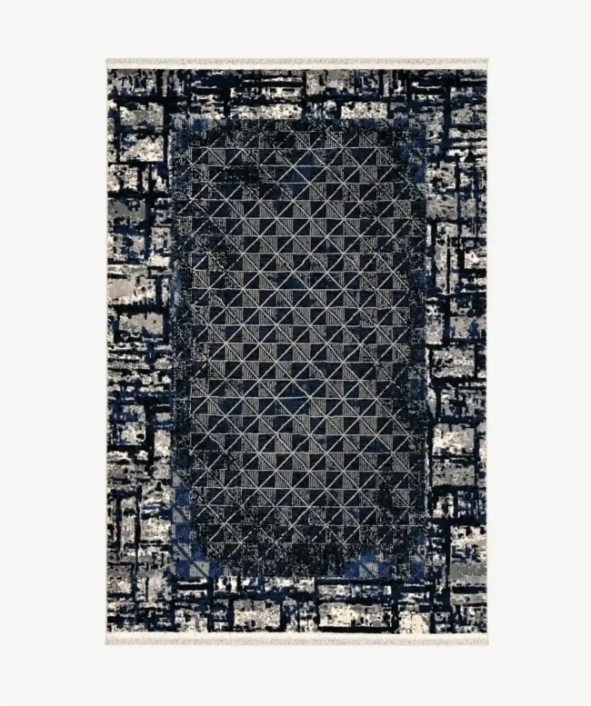 Geometric Navy Blue Area Rug