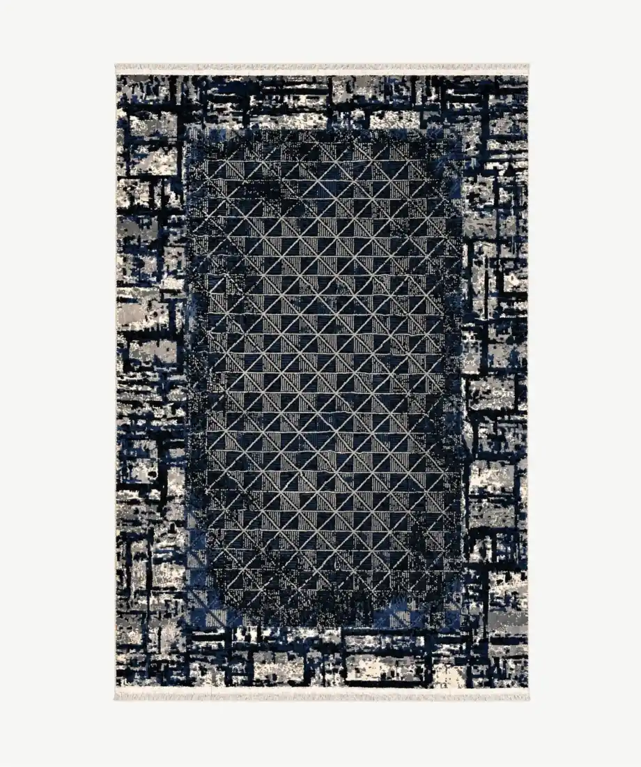 Geometric Navy Blue Area Rug