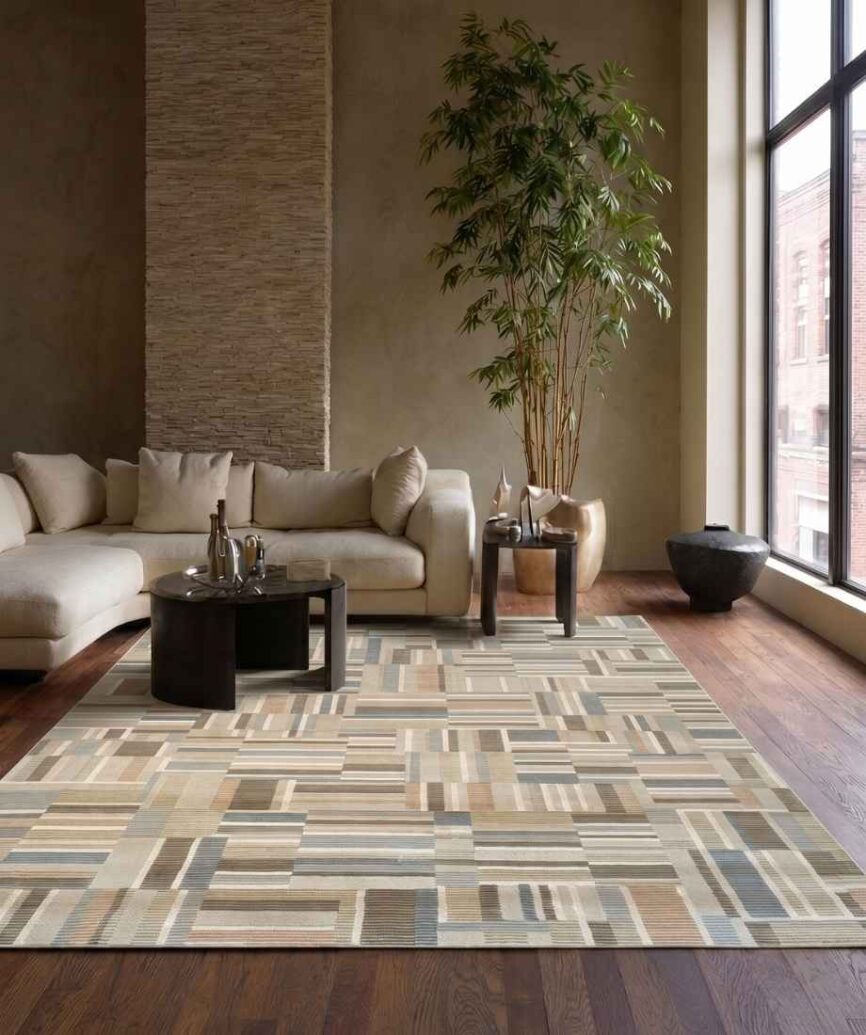 Geometric Patchwork Style Rug
