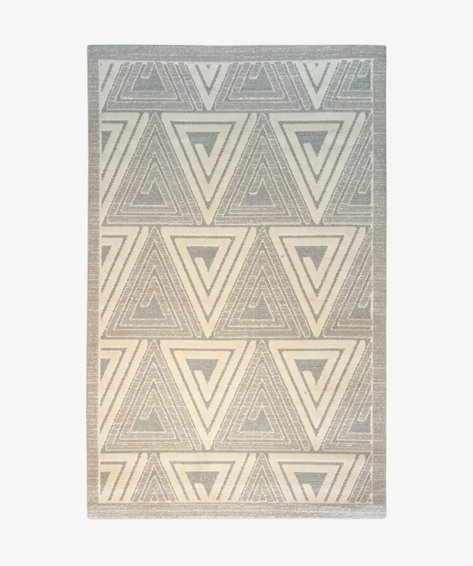 Gray Geometric Triangle Pattern Rug